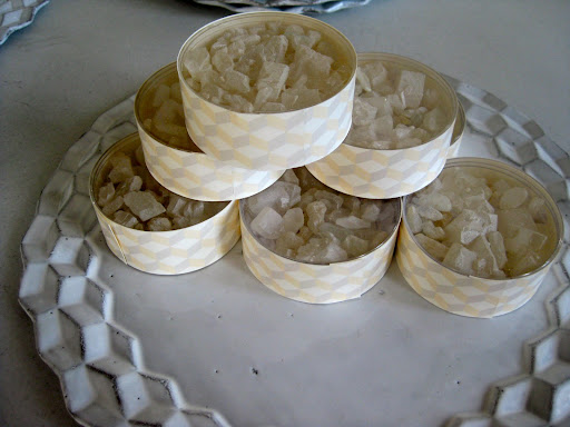 The geometric clip art on these favors and the Astier de Villatte plates from John Derian mimicked the design of Wendy's 