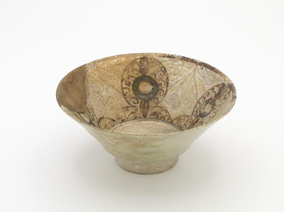 Bowl | Origin:  Syria | Period: 12th-13th century | Details:  Not Available | Type: Stone-paste painted with color under glaze and with lustre | Size: H: 10.6  W: 24.5  cm | Museum Code: F1908.145 | Photograph and description taken from Freer and the Sackler (Smithsonian) Museums.