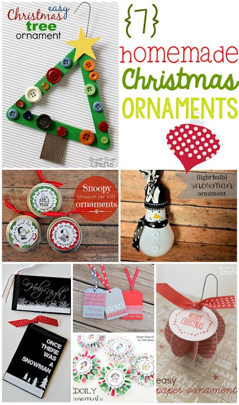 7 Homemade Christmas Ornaments at GingerSnapCrafts.com