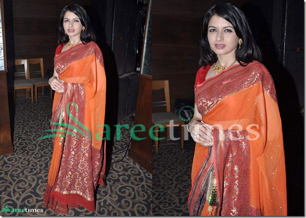 Bhagyashree_Orange_Saree