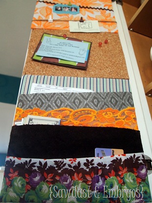 Organization station on the inside of kitchen cabinet door using fabric scraps! {Sawdust & Embryos}