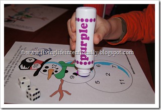 Rolling dice, counting dots, and stamping numbers