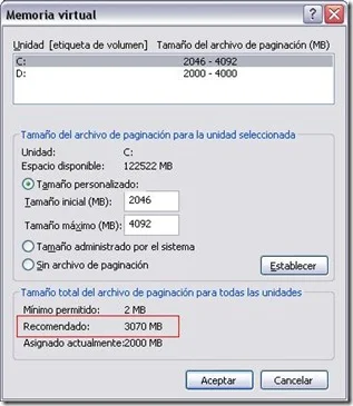 paginacion en windows XP acelera tu pc