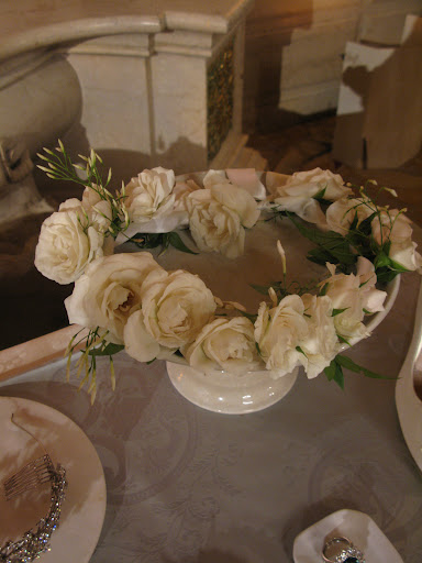 This wreath of flowers for the flower girl was made by Matthew Robbins Design.