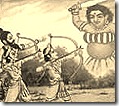 Rama and Lakshmana slaying Tataka