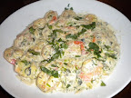 Laurie's finished shrimp in a cilantro cream sauce.