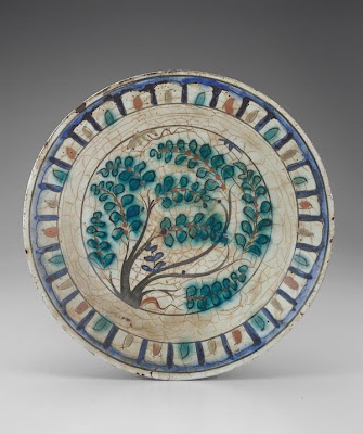 Plate | Origin:  Iran | Period: 17th century  Safavid period | Details:  Not Available | Type: Stone-paste painted under glaze | Size: W: 9.4  cm | Museum Code: S1997.57 | Photograph and description taken from Freer and the Sackler (Smithsonian) Museums.