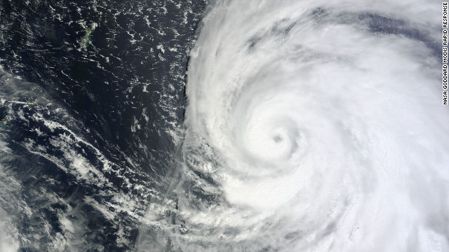 Satellite view of Typhoon Bolaven before landfall on Okinawa, 25 August 2012. NASA Goddard MODIS Rapid Response cia CNN