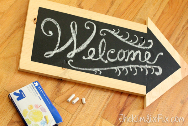 Chalkboard arrow welcome sign