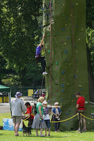 One of the many climbing towers at the event.