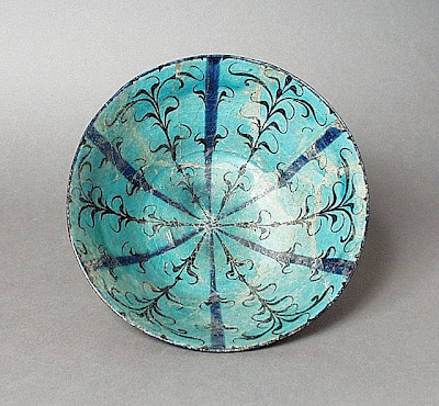 Bowl Iran, Kashan Bowl, early 13th century Ceramic; Vessel, Fritware, underglaze painted, 3 3/4 x 8 5/8 in. (9.53 x 21.91 cm) The Nasli M. Heeramaneck Collection, gift of Joan Palevsky (M.73.5.277) Art of the Middle East: Islamic Department.