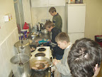 Scouts cooking breakfast