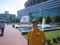 A student relaxing outside