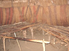 Plimoth Plant indian woven mats inside winter house Plimoth Plant indian woven mats inside winter house