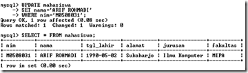 update data pada tabel