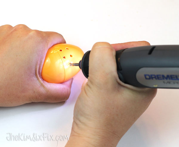 Drilling egg with dremel tool