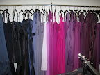 Bridesmaid dresses were displayed in a rainbow of hues.