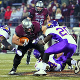 Dan Moore carries the ball up field.