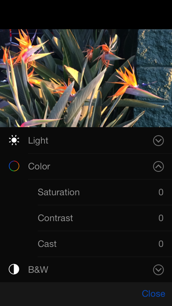 iOS 8 Photos app Color options