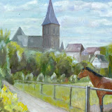 Bödingen mit Wallfahrtskirch .  Öl auf Leinwand.  70 x 50 cm. Copyright by O.Weinreich 2010