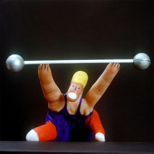 Painting on hand of Conductor, Athletes, Footballers, Goalkeeper, Weight-Lifter, Canoeist, Rooster, Peacock and Pianist