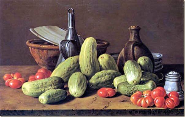 Melèndez, Nature morte aux concombres et aux tomates Melèndez, Nature morte aux concombres et aux tomates