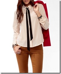 Woven Shirt with Self-Tie Neckerchief Woven Shirt with Self-Tie Neckerchief