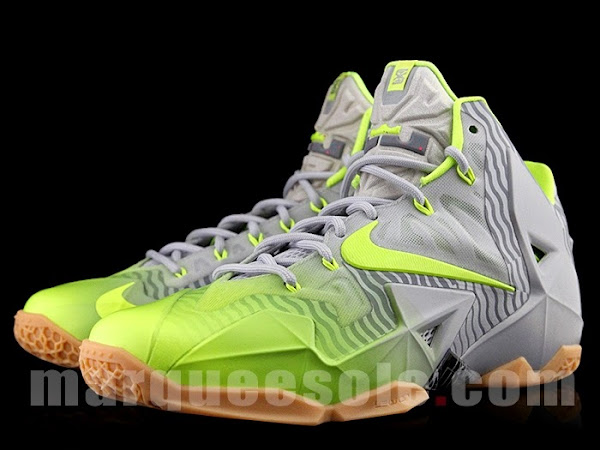 Nike LeBron 11 in Volt and Grey with Gum Stripes and 3M