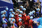 Racers about to enter the ice for the men's 5000m relay final