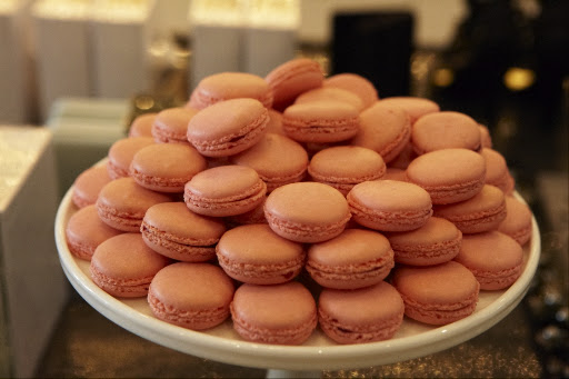Pink macarons were served to guests on Wednesday night's event. Pink macarons were served to guests on Wednesday night's event.