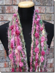 Skinny Pink and Green Scrappy Scarf