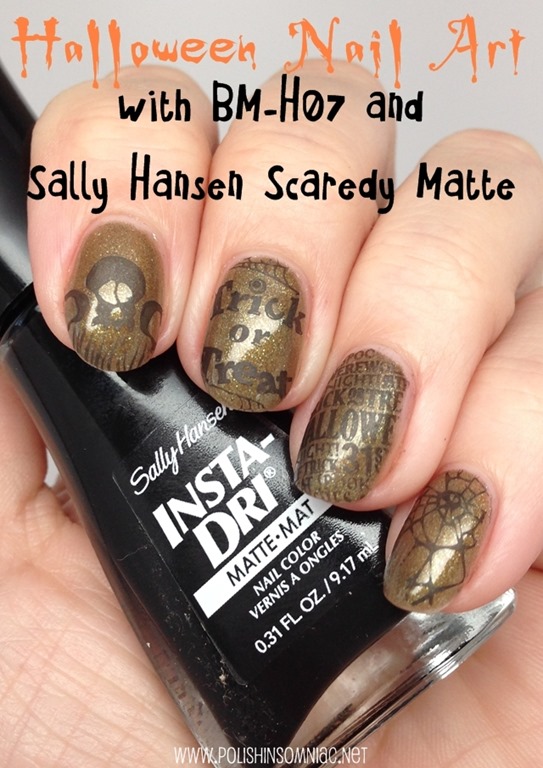 Halloween Nail Art with BM-H07 and Sally Hansen Scaredy Matte