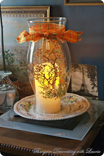 Fall Candle Hurricane-Bargain Decorating with Laurie