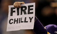 MINNEAPOLIS - NOVEMBER 07:  A Minnesota Vikings fan holds up a sign urging the firing of Vikings head coach rad Childress before the game with the Arizona Cardinals at Hubert H. Humphrey Metrodome on November 7, 2010 in Minneapolis, Minnesota.  (Photo by Stephen Dunn/Getty Images)