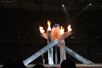 Catriona Le May Doan lighting the Olympic cauldron