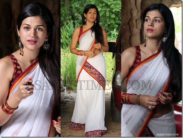 Shraddha_Das_White_Half_Saree