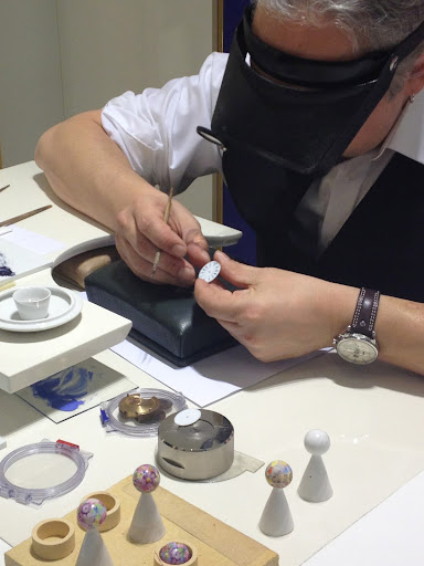 This craftsman from Meissen was on-hand at the shows to give people a look at just how much goes into there collections. He is hand-painting the dial of a watch! This craftsman from Meissen was on-hand at the shows to give people a look at just how much goes into there collections. He is hand-painting the dial of a watch!