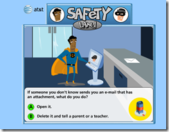 Safety Land - interactive game where kids control a super hero by making good internet safety decisions
