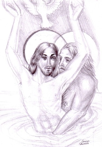 Botezul lui Hristos - Iisus Hristos si Ioan Botezatorul in apa Iordanbului Botezul lui Hristos - Iisus Hristos si Ioan Botezatorul in apa Iordanbului