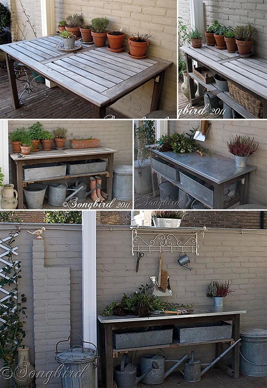 Songbird Galvanized Garden Table Makeover