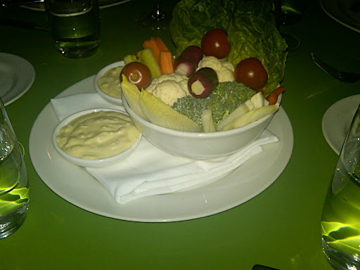 Yummy crudite and blue cheese.