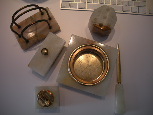 This onyx desk set is glamorous. I found it at a co-op in New Jersey.