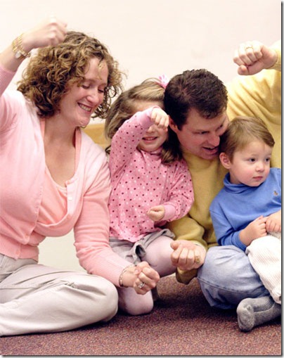family in music class