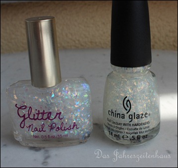 H&M Nagellack Dupe China Glaze Luxe and Lush White Glitter