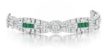 An Art Deco Emerald and Diamond Bracelet, By Cartier An Art Deco Emerald and Diamond Bracelet, By Cartier
