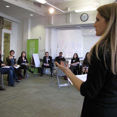 RCLA Executive Director Bethany Godsoe speaks to directors of leadership programs in New York City.