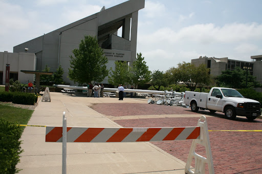 Workers quickly barricaded the area to ensure no one would get hurt. (photo credit: James Mulvenon)