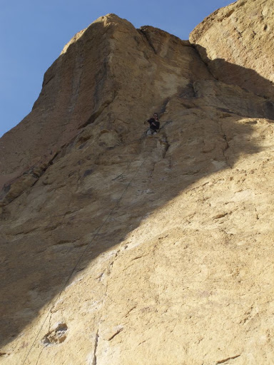 Ana at the top of the 5.10c