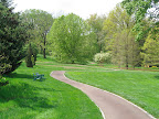 A winding path leads toward the serpentine beds.