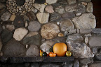 Fall pumpkins and gourds adorned the mantle to usher in the harvest feel of the season.